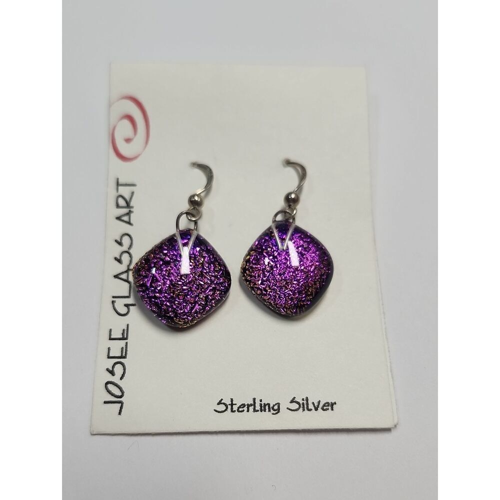 Josee Sterling Silver Dichroic Glass Dangle Earrings